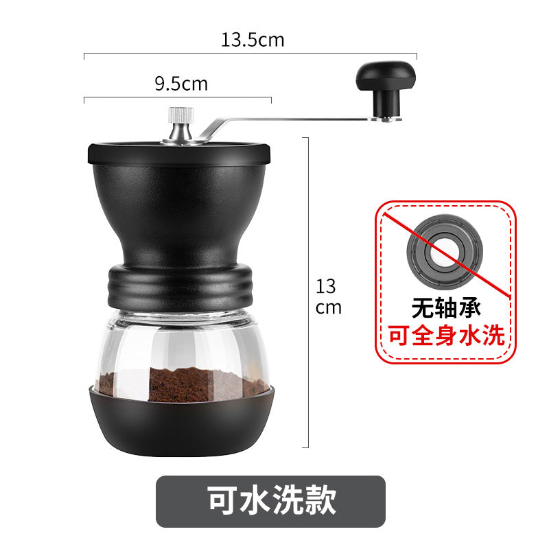 Hand-crank coffee grinder - dual bearing, effortless manual coffee mill with ceramic burr