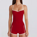 Fitness tops sling sexy spaghetti strap contrast color white stripes halter sports intimates bra vest yoga suit women