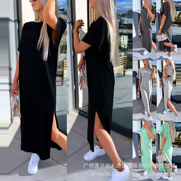 Foreign trade Europe and the United States new V-neck waist strap casual dress ODS5083
