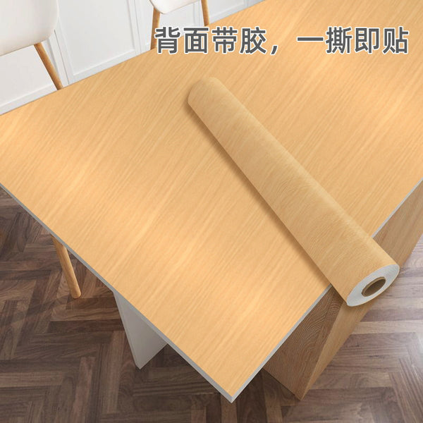 Wood grain desktop sticker self-adhesive wallpaper waterproof table cabinet wardrobe furniture renovation table sticker windowsill self-sticker