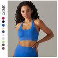 European and american new sexy backless yoga top women's seamless quick-dry sports halter bra running fitness yoga vest