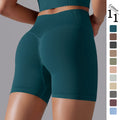 fashion seamless pure colorhigh waist hip lifting tight high elastic yoga shorts sports running fitness three-quarter pants for women