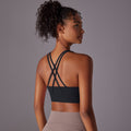 Fashion nude yoga vest women's cross back sports intimates bubble wrap push up seamless one-piece cup fitness bra