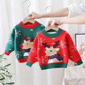 christmas fawn sweater for kids, fleece-lined and extra thick, chinese new year style, versatile knitted top for boys and girls