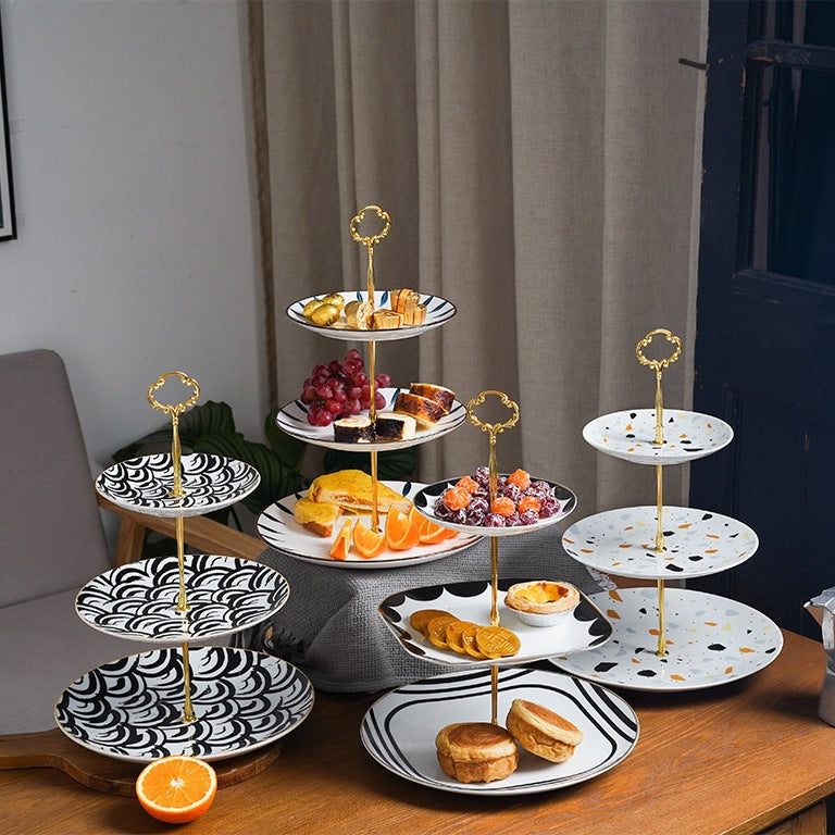 European style multi-tiered fruit platter - creative & stylish dining plate, modern living room three-tier fruit bowl, double-layer candy dish