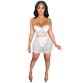 C5176 in-stock summer fashion sexy camisole solid color milk silk mesh see-through bodycon mini skirt two-piece set for women