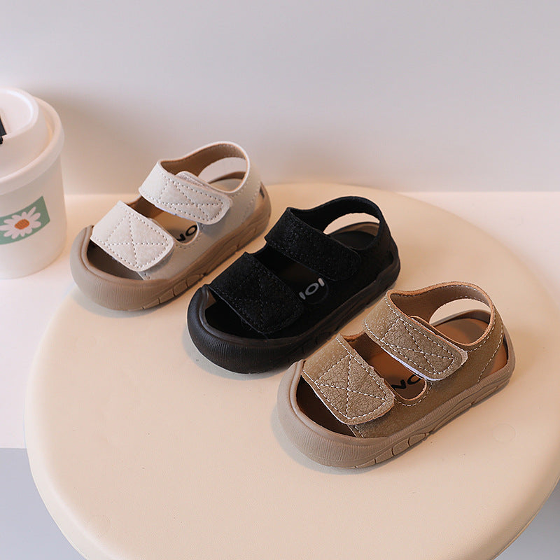 Anti-collision baby shoes casual baby girl toe cap sandals toddler shoes baby soft bottom boys beach shoes 1-3 years old