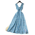 Frenchniche style blue printing suspender dress female summerk-style stereo flower large swingelegant princess dress fairy spirit