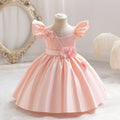 Ready-to-ship toddler & kids' satin dress - princess style with airplane sleeves - perfect for baby's first birthday!