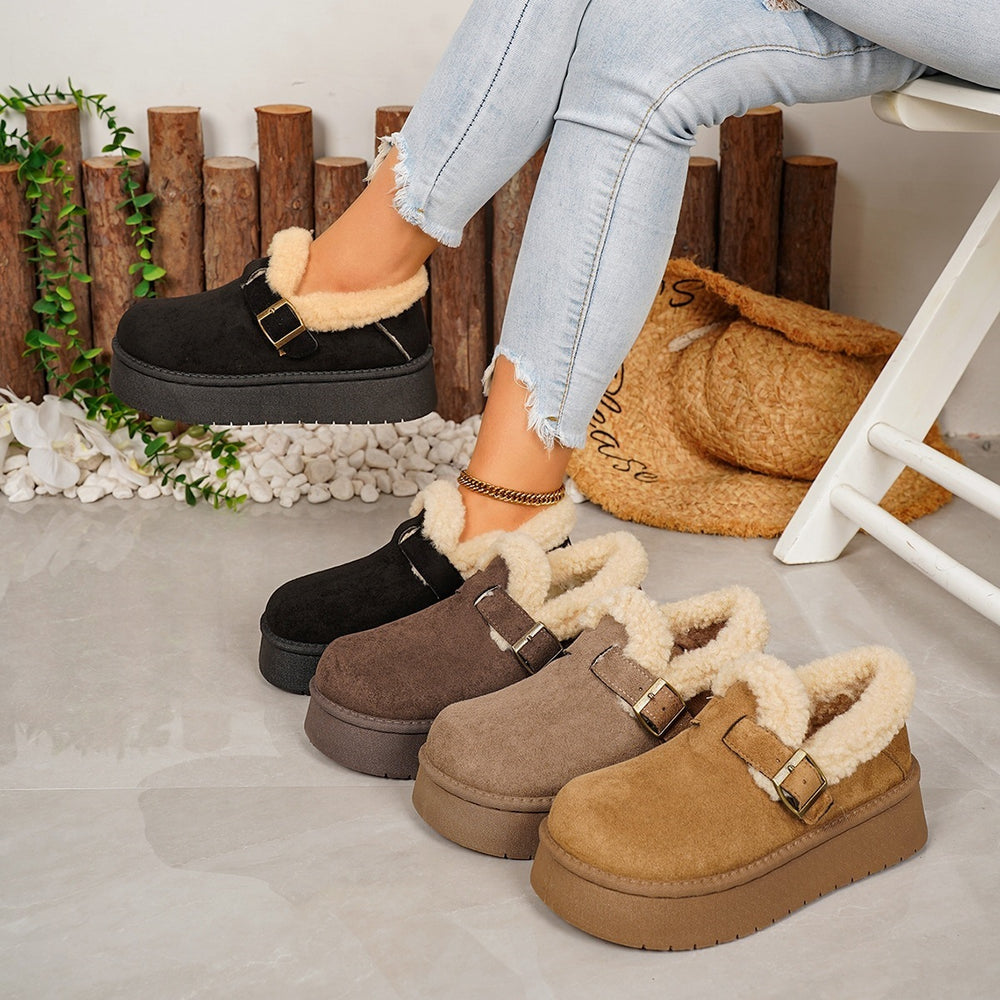 Wholesale women's plus size chunky sole snow boots -  winter new arrival, fleece-lined, extra thick, warm, furry trim cotton boots