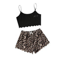 European and american cross-border new arrival: letter "honey" print camisole top & leopard print shorts women's loungewear set