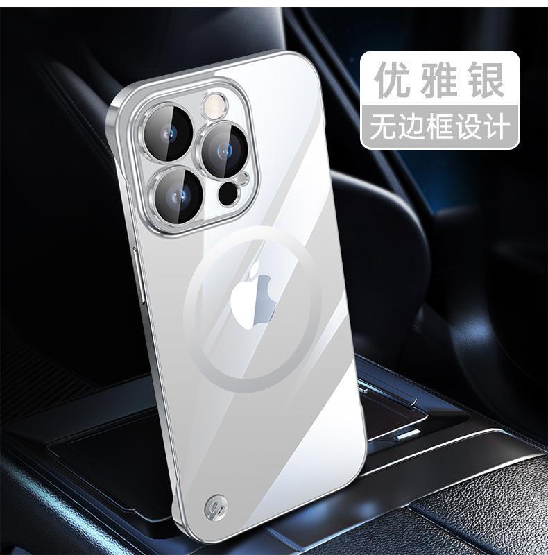 Suitable for iphone 16 electroplated pc frameless mobile phone case 15 transparent apple 14 comes with lens film all-inclusive hard case