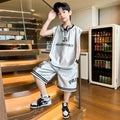 Boys'  summer new arrival: sporty letter print t-shirt & sleeveless set - trendy brand, relaxed fit, casual style