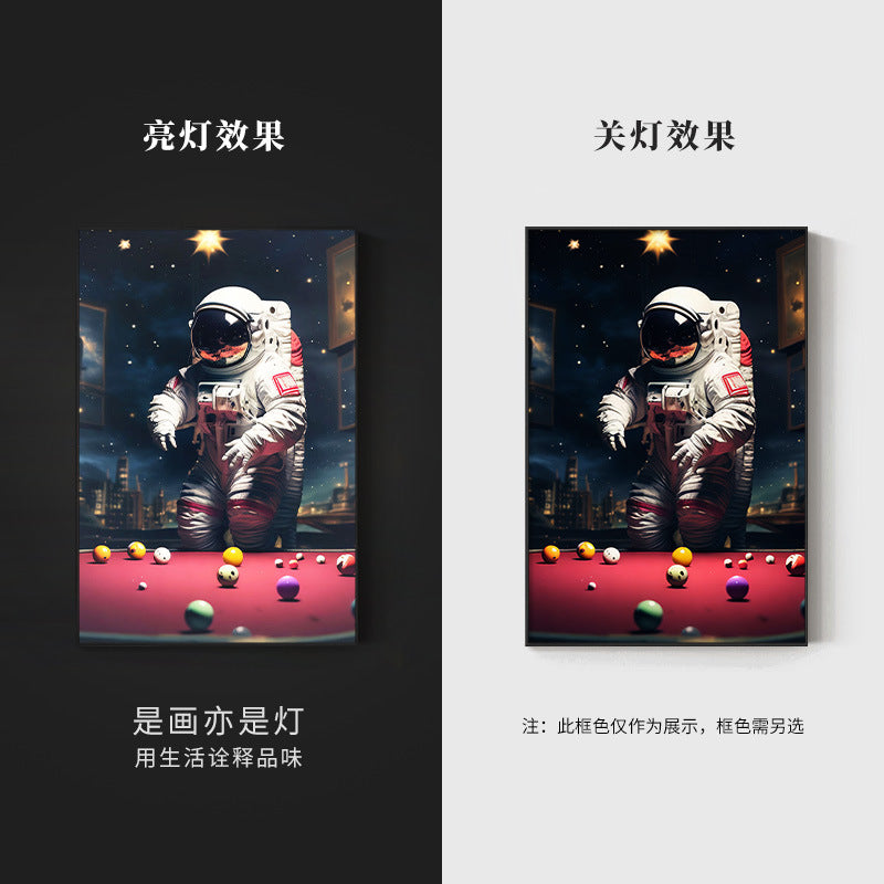 Black eight ball astronaut billiard hall wall decoration painting luminous billiard room hanging painting chess and card club atmosphere light painting