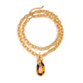 European and american cross-border trendy sweet & cool leopard print geometric pendant necklace fashionable individualistic multi-layered metal necklace set