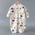 Infant and toddler pure cotton class a onesies, spring and autumn styles, long-sleeved rompers for baby boys and girls, seamless cartoon hooded pajamas, children's clothing