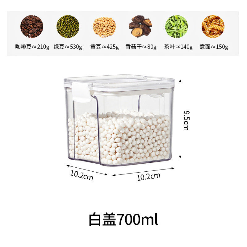 Kitchen snap-seal jars, household food-grade storage containers, transparent medicinal herb plastic airtight boxes, spice storage boxes
