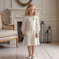 Hot-selling new princess dress for 's international market: solid color, round neck, beaded puff sleeve dress with bow
