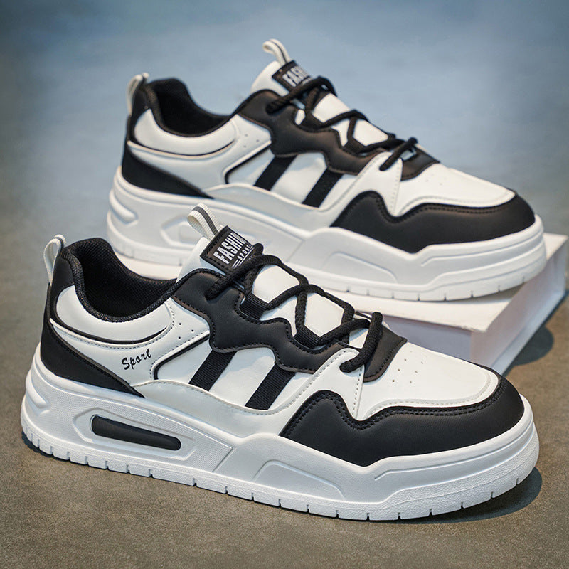Men's spring new arrivals: breathable, versatile, casual low-top sneakers - thick-soled athletic shoes for students - casual white shoes for men