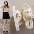 Sweet fairy style slippers women's new summer outwearfashion flower dissolving thick sole cross one-character sandals