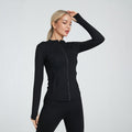 Ready-to-ship 3-piece lulu-inspired set: high-stretch, quick-dry, side-pocket zip-up jacket, bra, and leggings