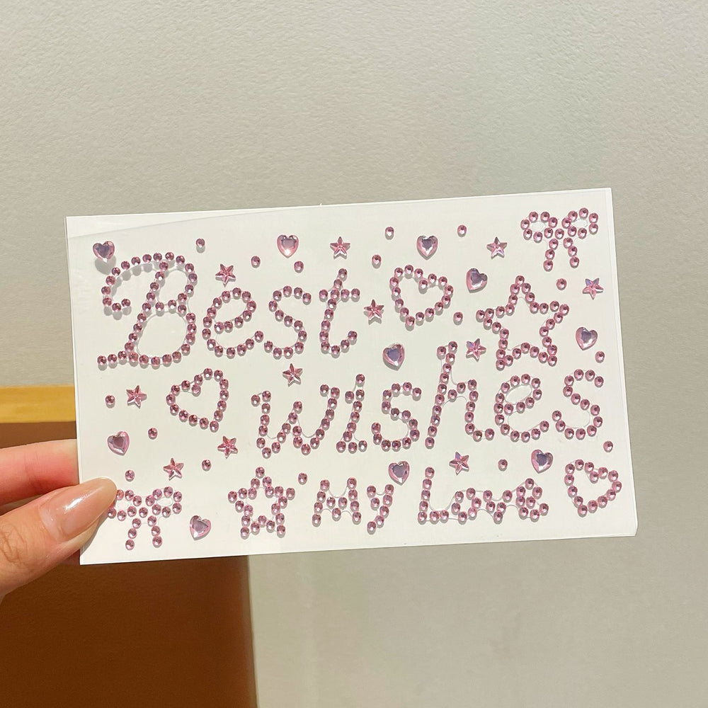 Happy birthday rhinestone letter stickers - high-value gift wrapping decoration for girls, thoughtful diy sparkling diamond stickers