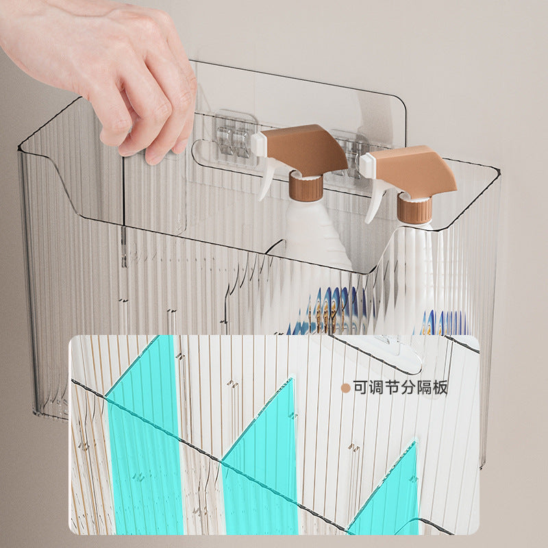 Kitchen cabinet door organizer, wall-mounted, no-drill, cabinet interior cling wrap holder, bathroom storage rack
