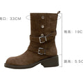 Dui dui boots autumn winter short boots thick heel belt buckle two wear boots women's heightened thick sole pants knight boots
