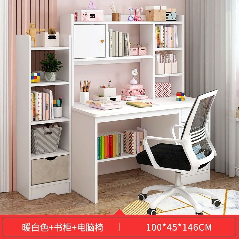 Children's study desk home desk bookshelf integrated elementary school student simple writing desk bedroom computer desk and chair set