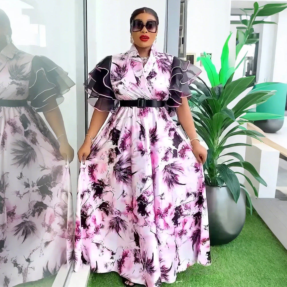 new african plus size women's printed dress - in stock -  &  - bubble sleeve maxi dress