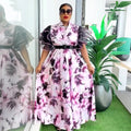 new african plus size women's printed dress - in stock -  &  - bubble sleeve maxi dress
