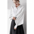 Lantern sleeve white blouse: perfect for commuting, job interviews, and formal workplace settings