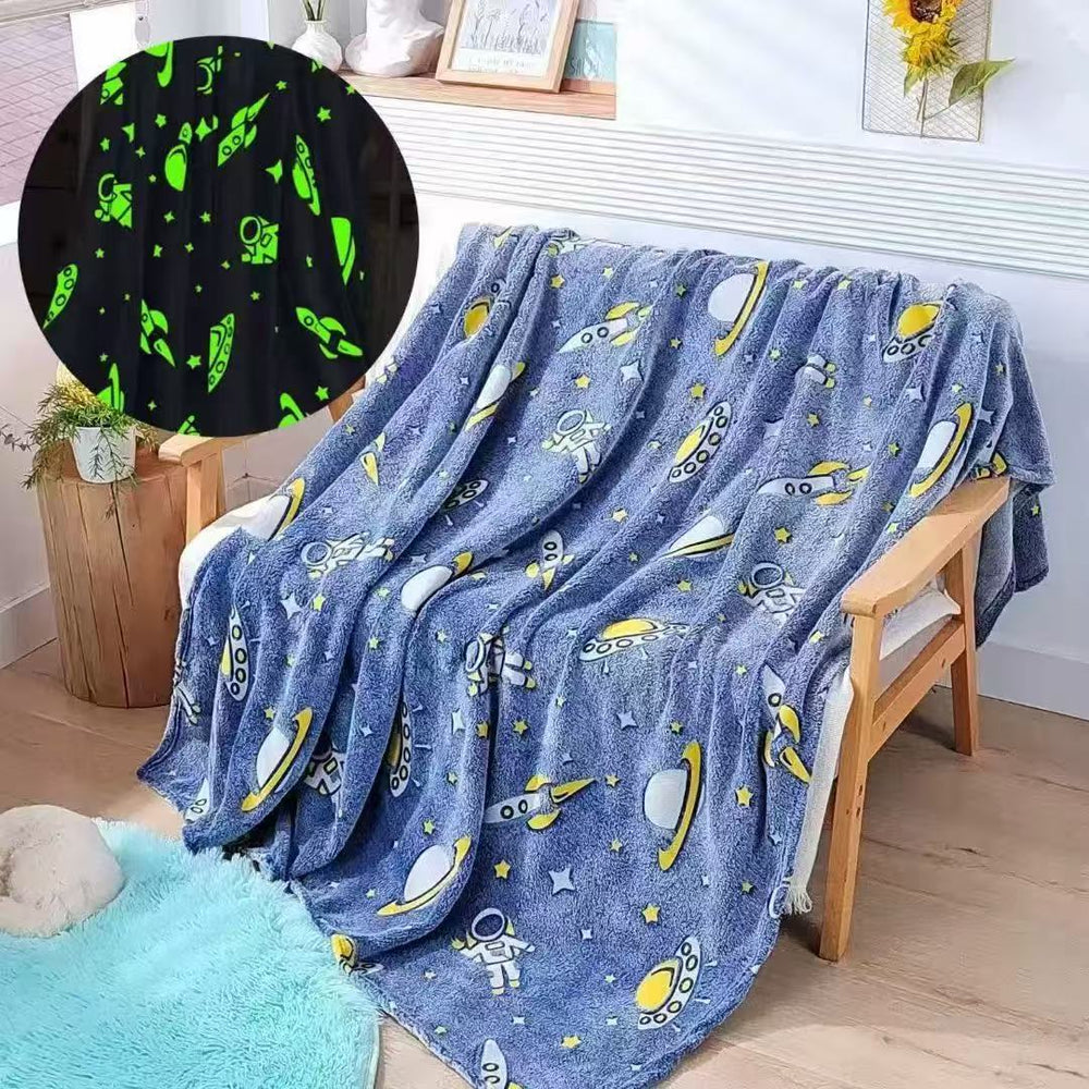 new product: glow-in-the-dark flannel blanket - kids' flannel blanket, light-up throw blanket, office nap blanket, air conditioning blanket