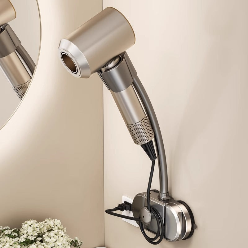 Suction cup punch-free hair dryer bathroom bracket storage wall-mounted lazy bathroom hair dryer rack
