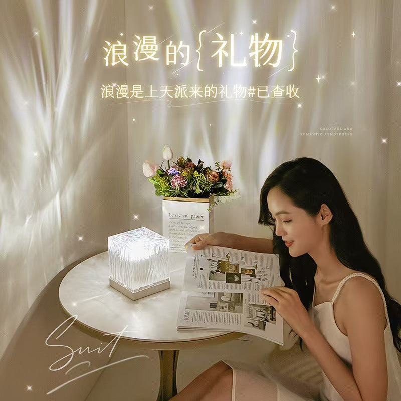dynamic light and shadow atmosphere lamp imitation log rotating water pattern lamp flame night light dynamic lighting