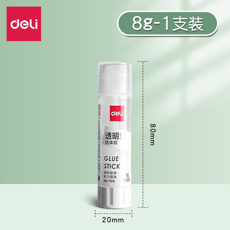 Deli 7106 small 8g transparent solid glue ACR material handmade glue stick wholesale strong stickiness student office