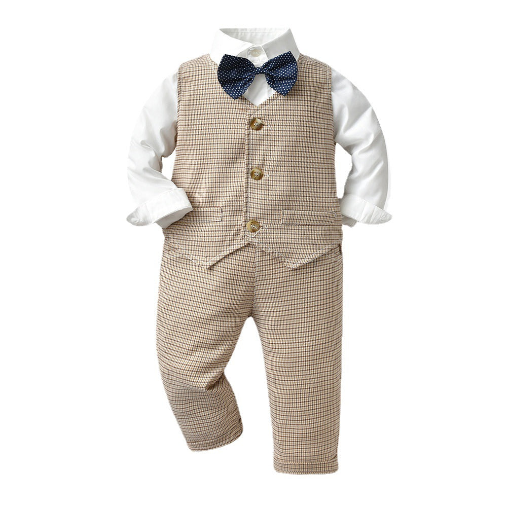Kids suit suit handsome boy flower boy vest dress male baby first birthday birthday medium large child suit fall and winter