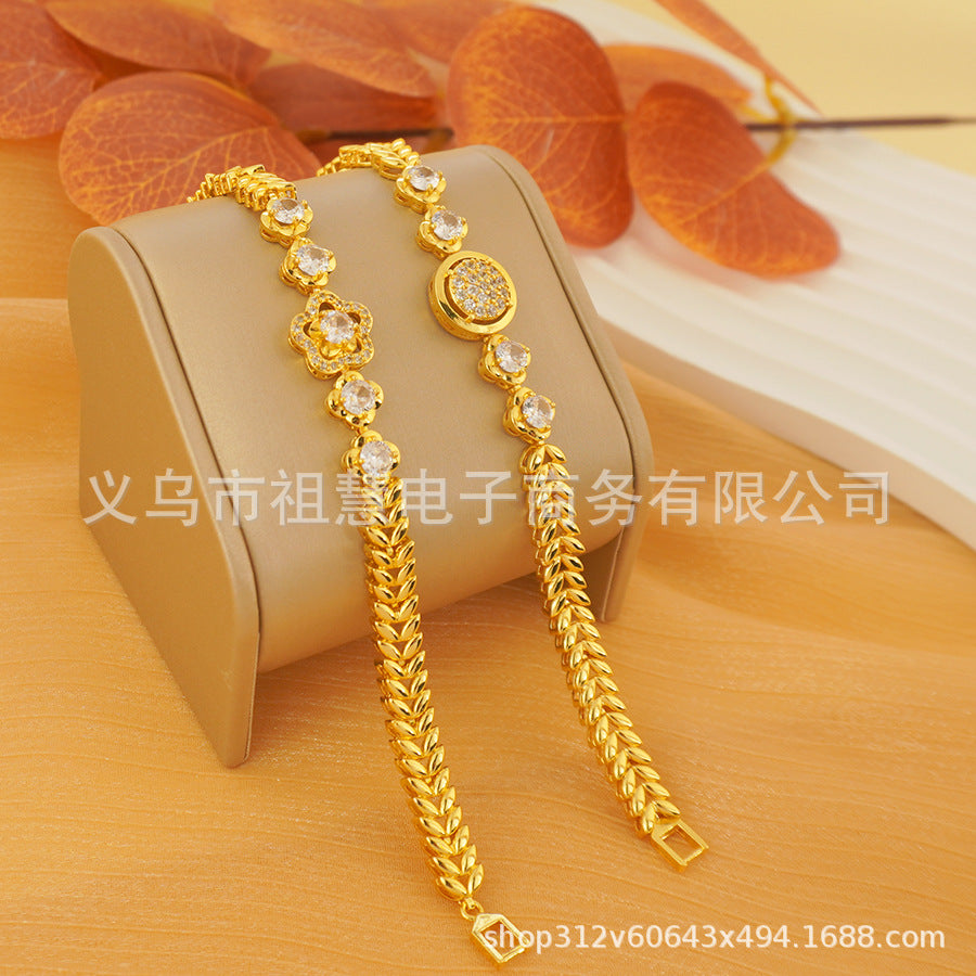1pcs middle eastern inspired fashion trend plum blossom circle leaf bracelet charm bridal wedding birthday party gift