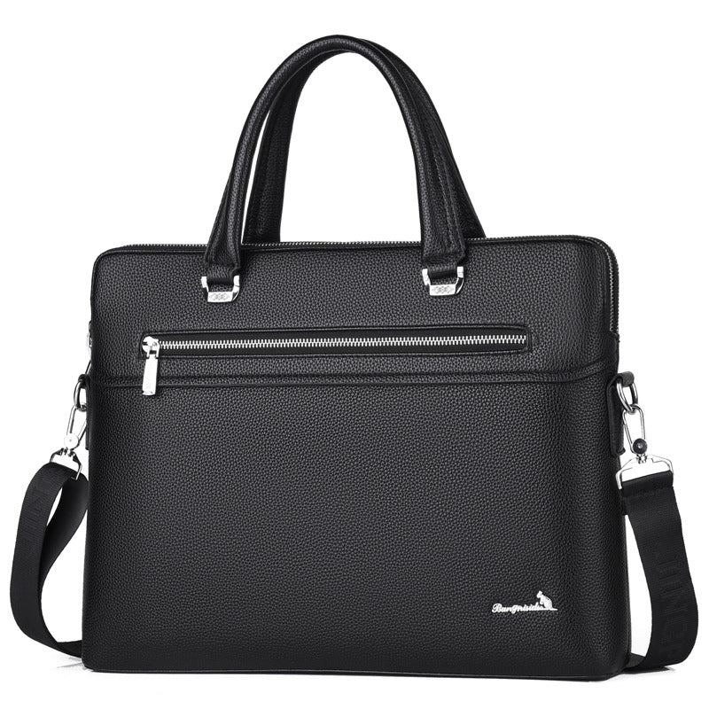 New men's fashion trend high-end laptop bag leather large-capacity bag briefcase messenger bag