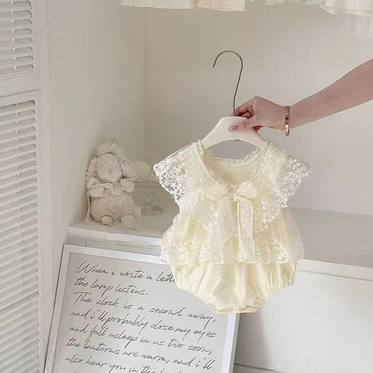 Summer lightweight baby girl princess dress infant romper newborn full month 100-day first birthday outfit bodysuit