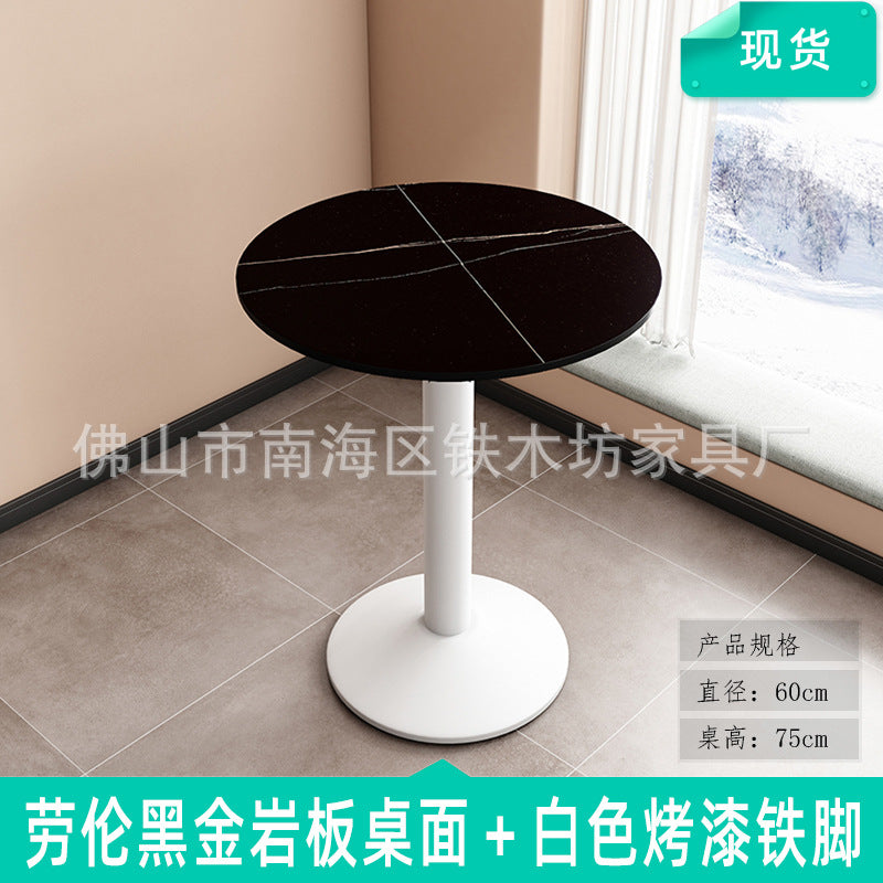 Customized commercial slate dining table simple table bar milk tea fast food restaurant canteen rectangular table apartment negotiation table and chairs