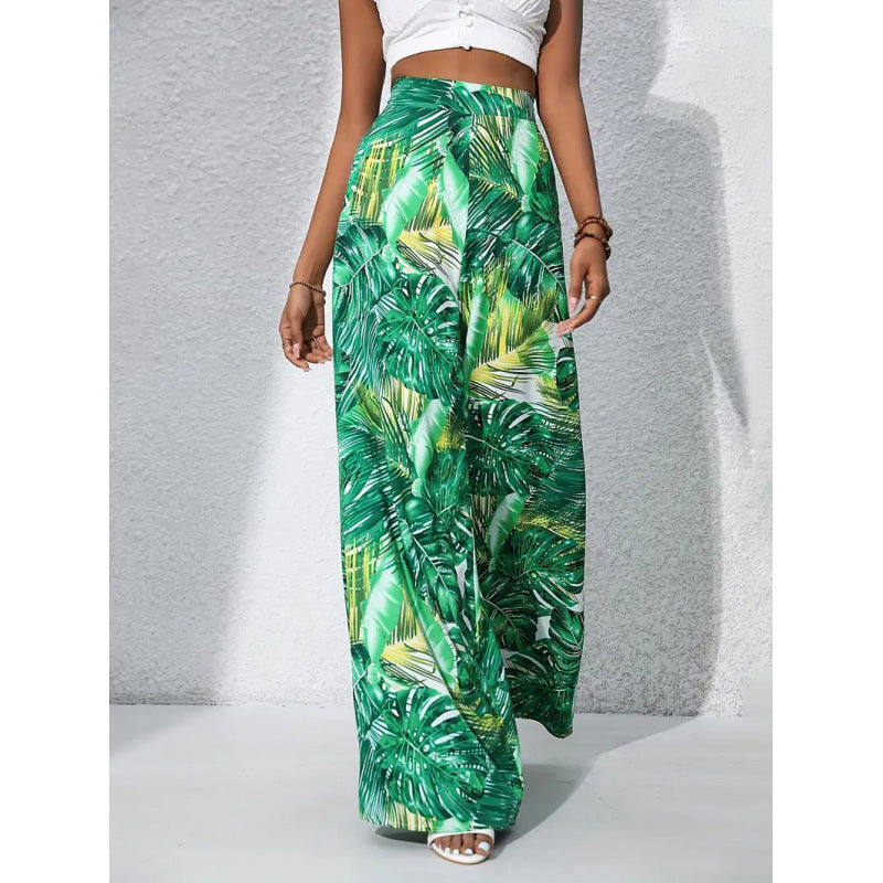 Shipped:  hot-selling european and american cross-border printed casual high-waisted wide-leg pants for independent e-commerce stores