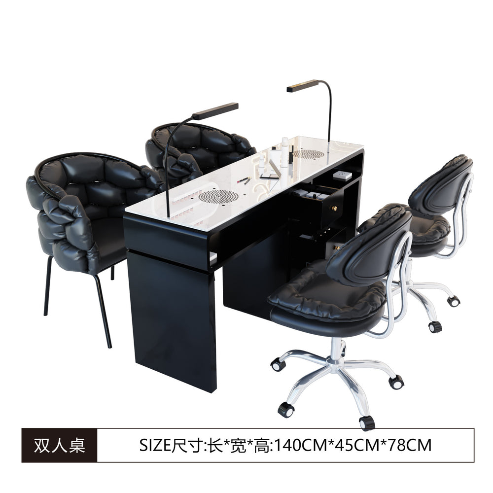New arrival marble widened 45 porcelain surface manicure table and chair suit economical single and double multi-functional odor-free carbon steel paint