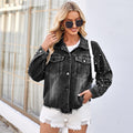 European and american cross-border women's spring new arrivals:  independent store washed beaded long sleeve casual denim jacket top