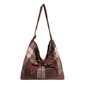 European and american retro plaid bag autumn and winter versatile new double-sided backpack solid color minimalist shoulder bag large capacity tote bag