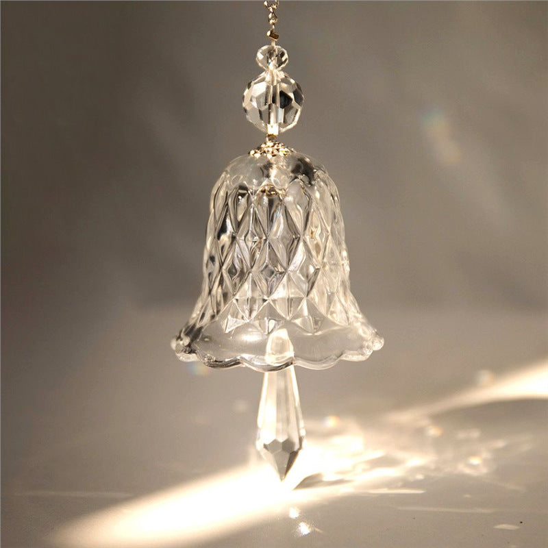 Glass wind chime transparent rainbow crystal wind chime window hanging ornament bell glass pendant sun catcher christmas decoration