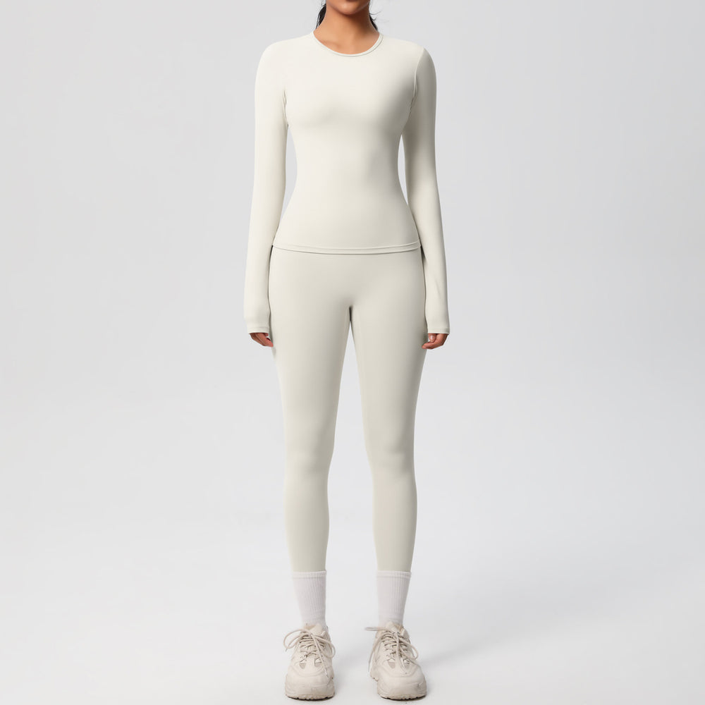 New arrival: european and american style solid color double-sided brushed breathable compression yoga set - 8 piece activewear set for running and fitness