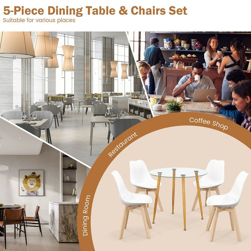 Tempered glass dining table and chairs transparent rectangular dining table glass dining table