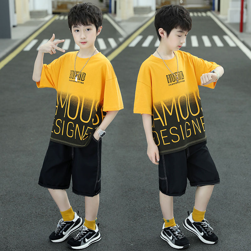 Boys' summer outfit set:  new trendy & stylish kids' summer clothes, short-sleeve two-piece set for boys