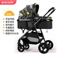 Baby stroller, lightweight, full-coverage, sit-down and lie-down mesh, breathable, one-click folding, high-view stroller with four wheels
